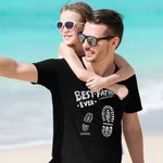 Personalised Best Pops Papa Ever Big and Small Footprints T-shirt Sweatshirt Hoodie with 2-11 Names Father's Day Gift for Dad Grandpa