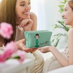 Personalized Prom Queen Birth Flower PU Leather Cosmetic Bag with Name Anniversary Party Birthday Gift for Women