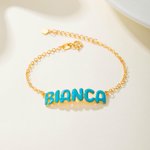 Personalizzato Smalto 3D Bolla Lettera Nome Bracciale Gioielli unici Compleanno Anniversario Regalo per la festa della mamma per le donne Ragazze
