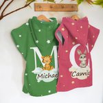 Personalized Forest Animal Oversized Hooded Beach Towel with Name and Initial Super Absorbent Travel Summer Vacation Birthday Gift for Kids