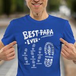 Personalised Best Pops Papa Ever Big and Small Footprints T-shirt Sweatshirt Hoodie with 2-11 Names Father's Day Gift for Dad Grandpa