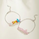 Personalizzato Smalto 3D Bolla Lettera Nome Bracciale Gioielli unici Compleanno Anniversario Regalo per la festa della mamma per le donne Ragazze
