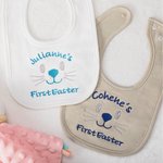 Personalized First Easter Cute Bunny Face 100% Cotton Baby Bib with Name Feeding Accessory Easter Gift for Newborn