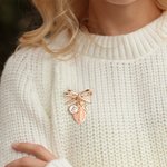 Personalized Virgin Mary Bow Cross Brooch Pin with Initial Christian Baptism Gift for Women Christians