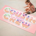 Personalized Ice Cream Cousin Crew Oversized Quick Dry Microfiber Beach Towel with Name Summer Travel Essentials Birthday Gift for Family Kids