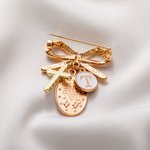 Personalized Virgin Mary Bow Cross Brooch Pin with Initial Christian Baptism Gift for Women Christians