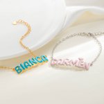 Personalizzato Smalto 3D Bolla Lettera Nome Bracciale Gioielli unici Compleanno Anniversario Regalo per la festa della mamma per le donne Ragazze