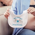 Personalized First Easter Cute Bunny Face 100% Cotton Baby Bib with Name Feeding Accessory Easter Gift for Newborn