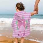 Toalla de playa personalizada suave y de secado rápido con capucha animalito lindo y nombre esenciales para vacaciones regalo de cumpleaños para niños