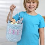Cesta de Pascua personalizada con nombre bordado y tarjeta en forma de corazón Fiesta de Pascua Regalo de cumpleaños para niños Niñas