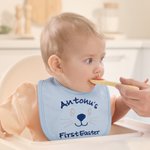 Personalized First Easter Cute Bunny Face 100% Cotton Baby Bib with Name Feeding Accessory Easter Gift for Newborn