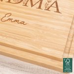 Personalized Engraved Floral Mom Grandma FSC Bamboo Cutting Board with Name and Juice Groove Ship from USA Mother's Day Birthday Gift for Family