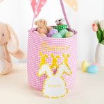 Cesta de Pascua personalizada con nombre bordado y tarjeta en forma de corazón Fiesta de Pascua Regalo de cumpleaños para niños Niñas