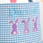 Cesta de Pascua personalizada con nombre bordado y tarjeta en forma de corazón Fiesta de Pascua Regalo de cumpleaños para niños Niñas