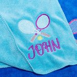 Personalised Multicolour Embroidered Tennis Racket Towel with Name Sports Accessory Team Birthday Gift for Tennis Player Coach
