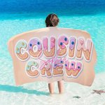 Personalized Ice Cream Cousin Crew Oversized Quick Dry Microfiber Beach Towel with Name Summer Travel Essentials Birthday Gift for Family Kids