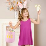 Cesta de Pascua personalizada con nombre bordado y tarjeta en forma de corazón Fiesta de Pascua Regalo de cumpleaños para niños Niñas