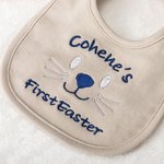 Personalized First Easter Cute Bunny Face 100% Cotton Baby Bib with Name Feeding Accessory Easter Gift for Newborn
