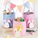 Cesta de Pascua personalizada con nombre bordado y tarjeta en forma de corazón Fiesta de Pascua Regalo de cumpleaños para niños Niñas