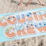 Personalized Ice Cream Cousin Crew Oversized Quick Dry Microfiber Beach Towel with Name Summer Travel Essentials Birthday Gift for Family Kids