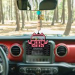 Personalisierte Ente Jeep Auto Perlen doppelseitigen Druck hängenden Holz Ornament mit Initial & Name Rückspiegel Weihnachtsbaumschmuck für Jeep-Liebhaber