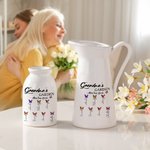 Personalised Grandma's Garden Birth Flower Butterfly Ceramic Flower Vase with 1-10 Names Birthday Mother's Day Gift for Mom Grandma Family