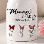 Personalised Grandma's Garden Birth Flower Butterfly Ceramic Flower Vase with 1-10 Names Birthday Mother's Day Gift for Mom Grandma Family
