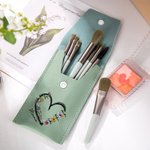 Personalisierte Liebe Herz 1-6 Geburt Blumen PU Leder Make-up Pinsel Tasche mit Spitznamen und 8 Stück Make-up Pinsel Geburtstag Muttertag Geschenk für Frauen