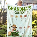Coperta personalizzata multicolore per il giardino della mamma, personaggio dei cartoni animati, con i nomi dei bambini da 1 a 12. Regalo di apprezzamento per la festa della mamma, per la nonna e per 