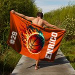 Asciugamano da spiaggia personalizzato con nome e numero design con diverse tipologie di palla regalo per amanti dello sport
