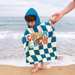Personalisierte Cousin Crew Schachbrettmuster Spirale Strahl weiche schnell trocknende Kind Hooded Strandtuch mit Namen Sommer wesentliche Geburtstagsgeschenk für Kinder
