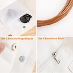 Sac en Toile Personnalisé avec Nom et Fleur de Naissance Accessoire à Bandes en Cuir Cadeau Anniversaire Fête des Mères pour Femme