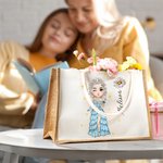 Bolsa de yute grande con nombre y asa para cumpleaños Día de la madre Regalo de despedida de soltera para mujer