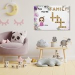 Personnalisé Naissance Fleur Cartoon Nom des membres de la famille Mots croisés Poster en toile encadré Peinture sans cadre Décoration de la maison Cadeau d'anniversaire pour la famille