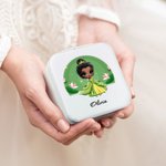 Personalised Snow Castle Cartoon Princess Leather Jewellery Box with Name Travel Essentials Birthday Anniversary Gift for Girls Women