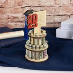 Personalised Wooden Layered Cake Money Holder with Text Graduation Cap and Tassel Graduation Gift for Graduates
