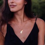 Personalised White Shell Rabbit Necklace with Initial Discs Lucky Rabbit Jewellery Easter Gift for Women Girls