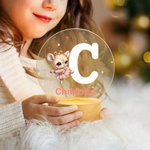 Personalisierte Cartoon Tier Ballett Name Initial LED Nachtlicht mit hölzernen Basis Kinderzimmer Dekoration Geburtstag Ostern Geschenk für Kinder