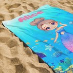 Gepersonaliseerde Fantasie Zeemeermin Prinses Sneldrogend Oversized Strandlaken met Naam Zomervakantie Accessoire Zwembadfeest Zomervakantie Cadeau voor Meisjes