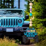 Personalisierte Ente Jeep Auto Perlen doppelseitigen Druck hängenden Holz Ornament mit Initial & Name Rückspiegel Weihnachtsbaumschmuck für Jeep-Liebhaber