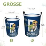 Personalisierter Wasserfester Dinosaurier Wäsche-Aufbewahrungskorb mit Griff Namen Initiale Groß Geburtstag Hauseinweihung Geschenk für Jungen Mädchen