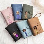 Personalizada Prom Reina Nacimiento Flor Nombre de cuero Cartera con tarjetero y pulsera Pulsera Cumpleaños Graduación Regalo para Mujeres Niñas