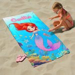 Gepersonaliseerde Fantasie Zeemeermin Prinses Sneldrogend Oversized Strandlaken met Naam Zomervakantie Accessoire Zwembadfeest Zomervakantie Cadeau voor Meisjes