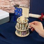 Personalised Wooden Layered Cake Money Holder with Text Graduation Cap and Tassel Graduation Gift for Graduates