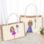 Bolsa de yute grande con nombre y asa para cumpleaños Día de la madre Regalo de despedida de soltera para mujer