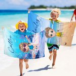 Personalized Cartoon Kid Character Oversized Quick Dry Beach Towel with Name Summer Essentials Pool Party Birthday Gift for Boys Girls