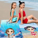 Personalisiertes Schnelltrocknendes Cartoon-Figur Kinder Strandtuch mit Namen Sommer Pool Party Strand Reise Zubehör Geburtstag Geschenk für Kinder