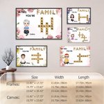 Personnalisé Naissance Fleur Cartoon Nom des membres de la famille Mots croisés Poster en toile encadré Peinture sans cadre Décoration de la maison Cadeau d'anniversaire pour la famille