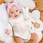 Personalized Cute Bunny 1st Easter 100% Cotton Long Sleeve Baby Bodysuit Matching Headband and Socks with Name Easter Party Birthday Gift for Newborns