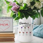 Personalised Grandma's Garden Birth Flower Butterfly Ceramic Flower Vase with 1-10 Names Birthday Mother's Day Gift for Mom Grandma Family